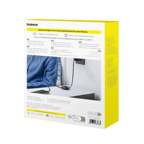 Kabel zwijany Baseus Free2Pull 100W USB-C - USB-C 2m (2 szt.) - czarny