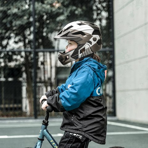 Kask rowerowy Rockbros TS-61 10110061006 dziecięcy z odpinaną szczęką rozmiar M (54-57) - szary