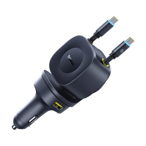 Ładowarka samochodowa Baseus PrimeTrip VR2 Max 60W ze zwijanymi kablami USB-C - czarna