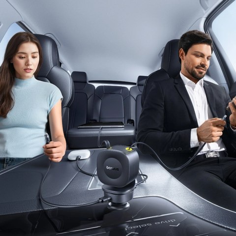 Ładowarka samochodowa Baseus PrimeTrip VR2 Max 60W ze zwijanymi kablami USB-C - czarna