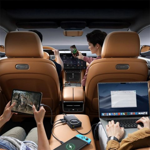 Ładowarka samochodowa Baseus PrimeTrip VW1 60W ze zwijanym kablem do 6 urządzeń - czarna