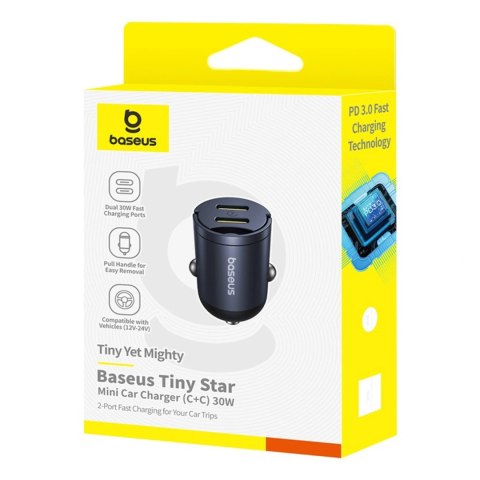 Ładowarka samochodowa Baseus Tiny Star 30W 2xUSB-C - czarna