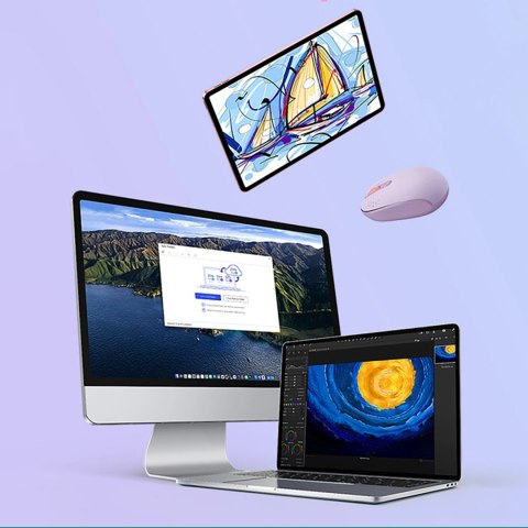 Myszka bezprzewodowa Baseus F01B 2.4GHz + Bluetooth 3.0 + 5.0 - fioletowa