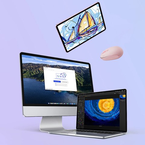 Myszka bezprzewodowa Baseus F01B 2.4GHz + Bluetooth 3.0 + 5.0 - różowa