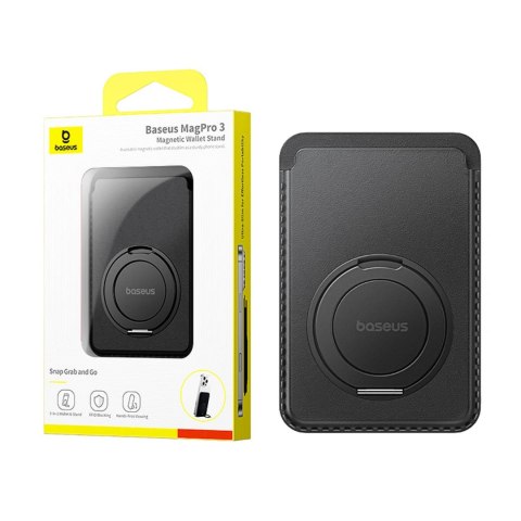 Portfel magnetyczny Baseus MagPro 3 z podstawką kompatybilny z MagSafe - czarny
