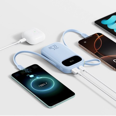 Powerbank Baseus EnerFill FC31 20000mAh 22.5W z wyświetlaczem cyfrowym z 2 wbudowanymi kablami - niebieski