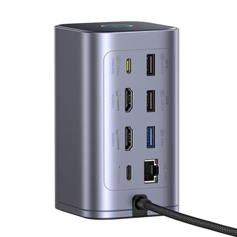 Stacja dokująca Baseus NU1 Air Spacemate hub 12w1 USB-C - 2xHDMI 4K@60Hz 2xUSB-C 10Gb/s 2xUSB-A 5Gb/s 2xUSB-A (480Mb/s) RJ45 SD/
