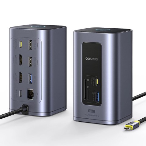Stacja dokująca Baseus NU1 Air Spacemate hub 12w1 USB-C - 2xHDMI 4K@60Hz 2xUSB-C 10Gb/s 2xUSB-A 5Gb/s 2xUSB-A (480Mb/s) RJ45 SD/