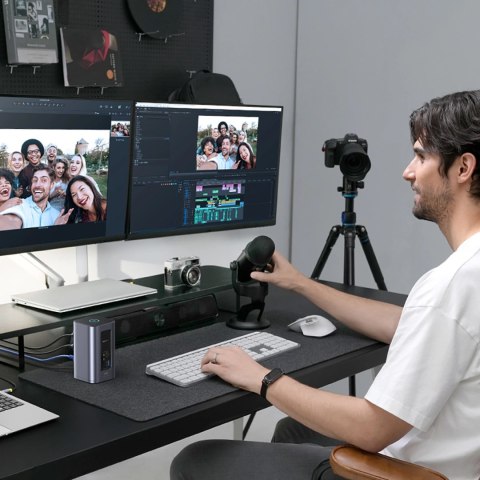 Stacja dokująca Baseus NU1 Air Spacemate hub 12w1 USB-C - 2xHDMI 4K@60Hz 2xUSB-C 10Gb/s 2xUSB-A 5Gb/s 2xUSB-A (480Mb/s) RJ45 SD/