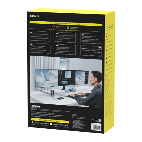 Stacja dokująca Baseus Spacemate RD1 hub 11w1 USB-C - 2xHDMI 4K@60Hz 2xDP 4K@60Hz 2xUSB-A 10Gb/s USB-C 10Gb/s RJ45 USB-A 480Mb/s