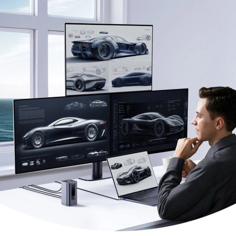 Stacja dokująca Baseus Spacemate RD1 hub 11w1 USB-C - 2xHDMI 4K@60Hz 2xDP 4K@60Hz 2xUSB-A 10Gb/s USB-C 10Gb/s RJ45 USB-A 480Mb/s