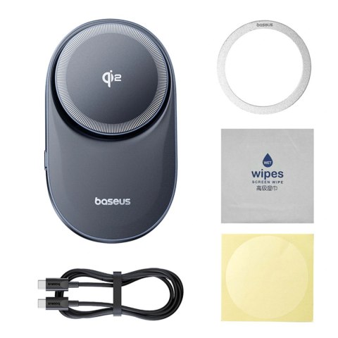 Uchwyt magnetyczny Baseus PrimeTrip VC1 Pro z ładowarką indukcyjną Qi2 na kratkę nawiewiu - czarny