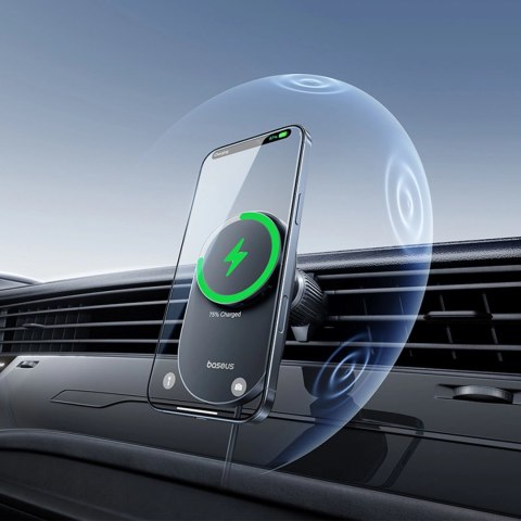 Uchwyt magnetyczny Baseus PrimeTrip VC1 Pro z ładowarką indukcyjną Qi2 na kratkę nawiewiu - czarny