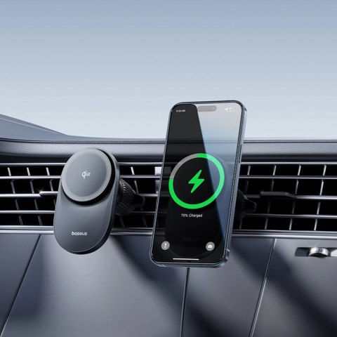 Uchwyt magnetyczny Baseus PrimeTrip VC1 Pro z ładowarką indukcyjną Qi2 na kratkę nawiewiu - czarny