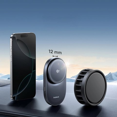 Uchwyt magnetyczny Baseus PrimeTrip VC2 Pro z ładowarką Qi2.2 z wentylatorem na kratkę nawiewu - czarny