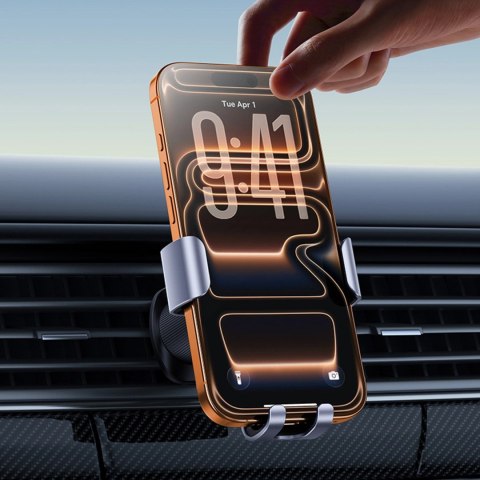 Uchwyt samochodowy Baseus Metal Age Go grawitacyjny na kratkę nawiewu - szary