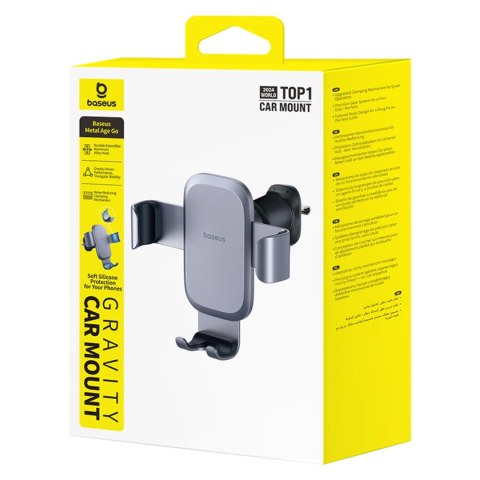 Uchwyt samochodowy Baseus Metal Age Go grawitacyjny na kratkę nawiewu - szary