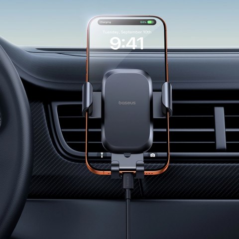 Uchwyt samochodowy Baseus Metal Age Go grawitacyjny na kratkę nawiewu - szary