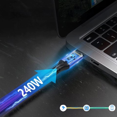 Kabel kątowy Wozinsky WPS3-UY41S USB-C Thunderbolt 4 240W 1m 4K - czarny