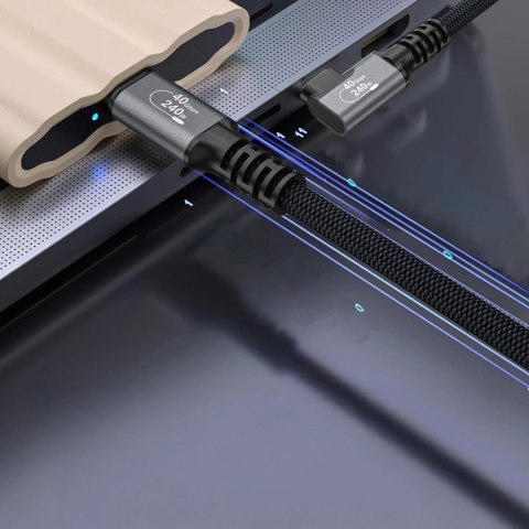 Kabel kątowy Wozinsky WPS3-UY41S USB-C Thunderbolt 4 240W 1m 4K - czarny