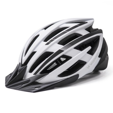 Kask rowerowy MTB Wozinsky z tylną lampką USB L - czarno-biały