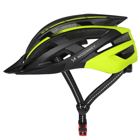 Kask rowerowy MTB Wozinsky z tylną lampką USB L - czarno-żółty