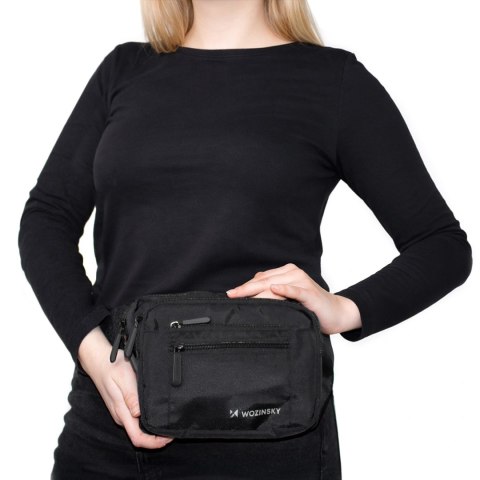 Szaszetka biodrowa Wozinsky WSB-W1 na ramię unisex regulowany pasek wodoodporna - czarna