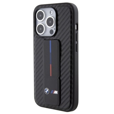 BMW nakładka do iPhone 15 Pro 6,1" czarna BMHCP15LGSPCCK M HC GRIP STAND PU SMOOTH AND CARBON BMW nakładka do iPhone 15 Pro 6,1" czarna BMHCP15LGSPCCK M HC GRIP STAND PU SMOOTH AND CARBON