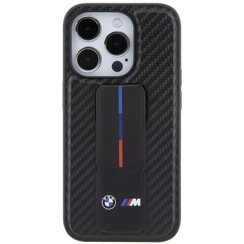 BMW nakładka do iPhone 15 Pro 6,1" czarna BMHCP15LGSPCCK M HC GRIP STAND PU SMOOTH AND CARBON BMW nakładka do iPhone 15 Pro 6,1" czarna BMHCP15LGSPCCK M HC GRIP STAND PU SMOOTH AND CARBON