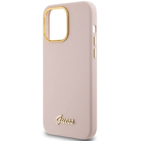 Guess nakładka do iPhone 15 Pro 6,1" GUHCP15LSMBSLP różowa HC SILICONE SCRIPT METAL LOGO & FRAME Guess nakładka do iPhone 15 Pro 6,1" GUHCP15LSMBSLP różowa HC SILICONE SCRIPT METAL LOGO & FRAME