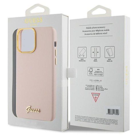 Guess nakładka do iPhone 15 Pro 6,1" GUHCP15LSMBSLP różowa HC SILICONE SCRIPT METAL LOGO & FRAME Guess nakładka do iPhone 15 Pro 6,1" GUHCP15LSMBSLP różowa HC SILICONE SCRIPT METAL LOGO & FRAME