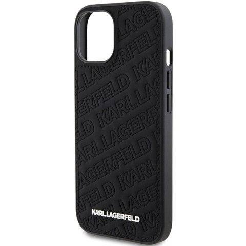 Karl Lagerfeld nakładka do iPhone 15 6,1" KLHCP15SPQKPMK czarna HC QUILTED K PATTERN