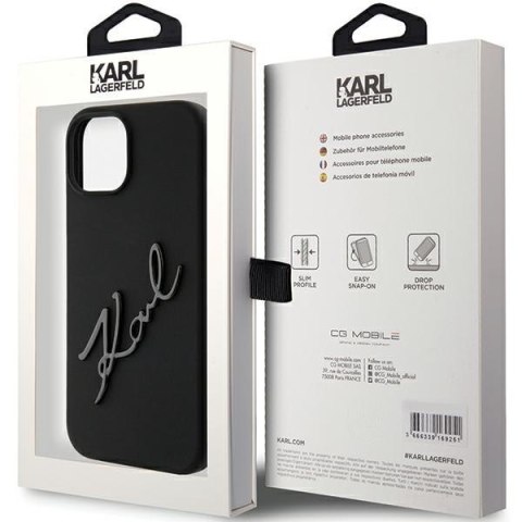 Karl Lagerfeld nakładka do iPhone 15 6,1" KLHCP15SSKSBMCK czarna HC SILICONE KARL SCRIPT LOGO Karl Lagerfeld nakładka do iPhone 15 6,1" KLHCP15SSKSBMCK czarna HC SILICONE KARL SCRIPT LOGO
