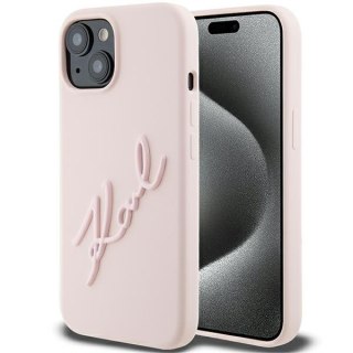 Karl Lagerfeld nakładka do iPhone 15 6,1" KLHCP15SSKSBMCP różowa HC SILICONE KARL SCRIPT LOGO