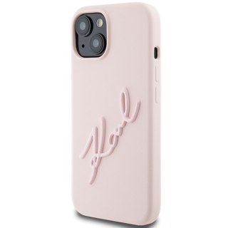 Karl Lagerfeld nakładka do iPhone 15 6,1" KLHCP15SSKSBMCP różowa HC SILICONE KARL SCRIPT LOGO