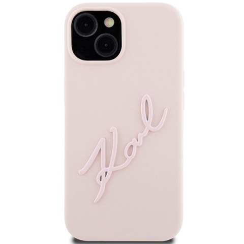 Karl Lagerfeld nakładka do iPhone 15 6,1" KLHCP15SSKSBMCP różowa HC SILICONE KARL SCRIPT LOGO