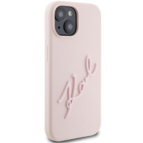 Karl Lagerfeld nakładka do iPhone 15 6,1" KLHCP15SSKSBMCP różowa HC SILICONE KARL SCRIPT LOGO