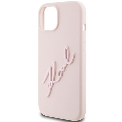Karl Lagerfeld nakładka do iPhone 15 6,1" KLHCP15SSKSBMCP różowa HC SILICONE KARL SCRIPT LOGO