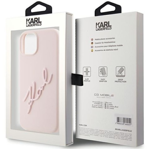 Karl Lagerfeld nakładka do iPhone 15 6,1" KLHCP15SSKSBMCP różowa HC SILICONE KARL SCRIPT LOGO