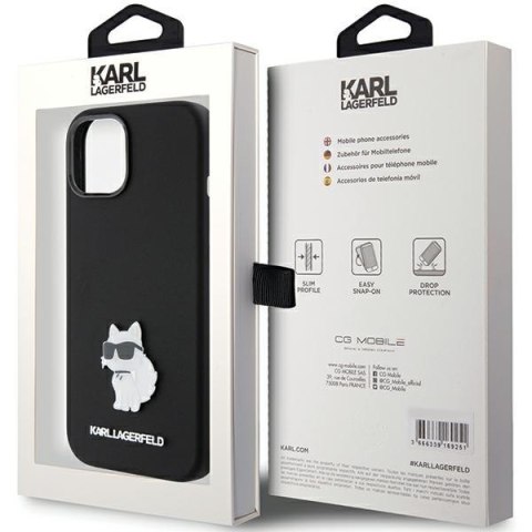 Karl Lagerfeld nakładka do iPhone 15 6,1" KLHCP15SSMHCNPK czarna HC SILICONE C METAL PIN Karl Lagerfeld nakładka do iPhone 15 6,1" KLHCP15SSMHCNPK czarna HC SILICONE C METAL PIN