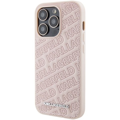 Karl Lagerfeld nakładka do iPhone 15 Pro 6,1" KLHCP15LPQKPMP różowa HC QUILTED K PATTERN