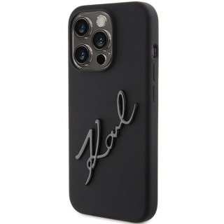 Karl Lagerfeld nakładka do iPhone 15 Pro 6,1" KLHCP15LSKSBMCK czarna HC SILICONE KARL SCRIPT LOGO