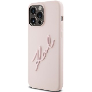 Karl Lagerfeld nakładka do iPhone 15 Pro 6,1" KLHCP15LSKSBMCP różowa HC SILICONE KARL SCRIPT LOGO