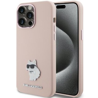 Karl Lagerfeld nakładka do iPhone 15 Pro 6,1" KLHCP15LSMHCNPP różowa HC SILICONE C METAL PIN