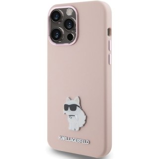 Karl Lagerfeld nakładka do iPhone 15 Pro 6,1" KLHCP15LSMHCNPP różowa HC SILICONE C METAL PIN