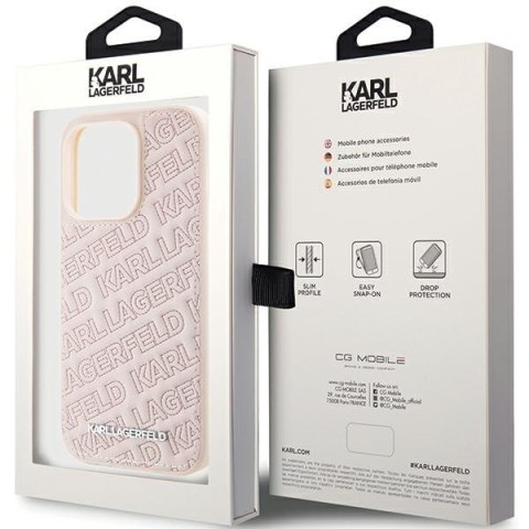 Karl Lagerfeld nakładka do iPhone 15 Pro Max 6,7" KLHCP15XPQKPMP różowa HC QUILTED K PATTERN