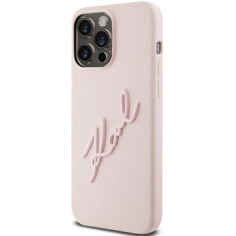 Karl Lagerfeld nakładka do iPhone 15 Pro Max 6,7" KLHCP15XSKSBMCP różowa HC SILICONE KARL SCRIPT LOGO