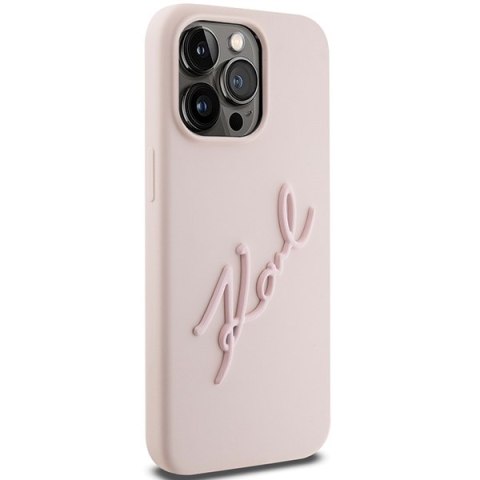Karl Lagerfeld nakładka do iPhone 15 Pro Max 6,7" KLHCP15XSKSBMCP różowa HC SILICONE KARL SCRIPT LOGO