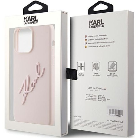 Karl Lagerfeld nakładka do iPhone 15 Pro Max 6,7" KLHCP15XSKSBMCP różowa HC SILICONE KARL SCRIPT LOGO