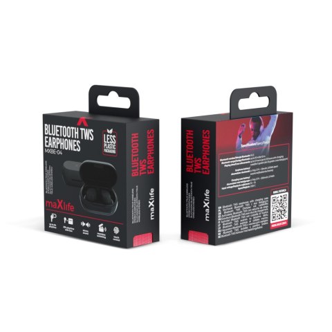 Maxlife słuchawki Bluetooth MXBE-04 TWS czarne dokanałowe Maxlife słuchawki Bluetooth MXBE-04 TWS czarne dokanałowe